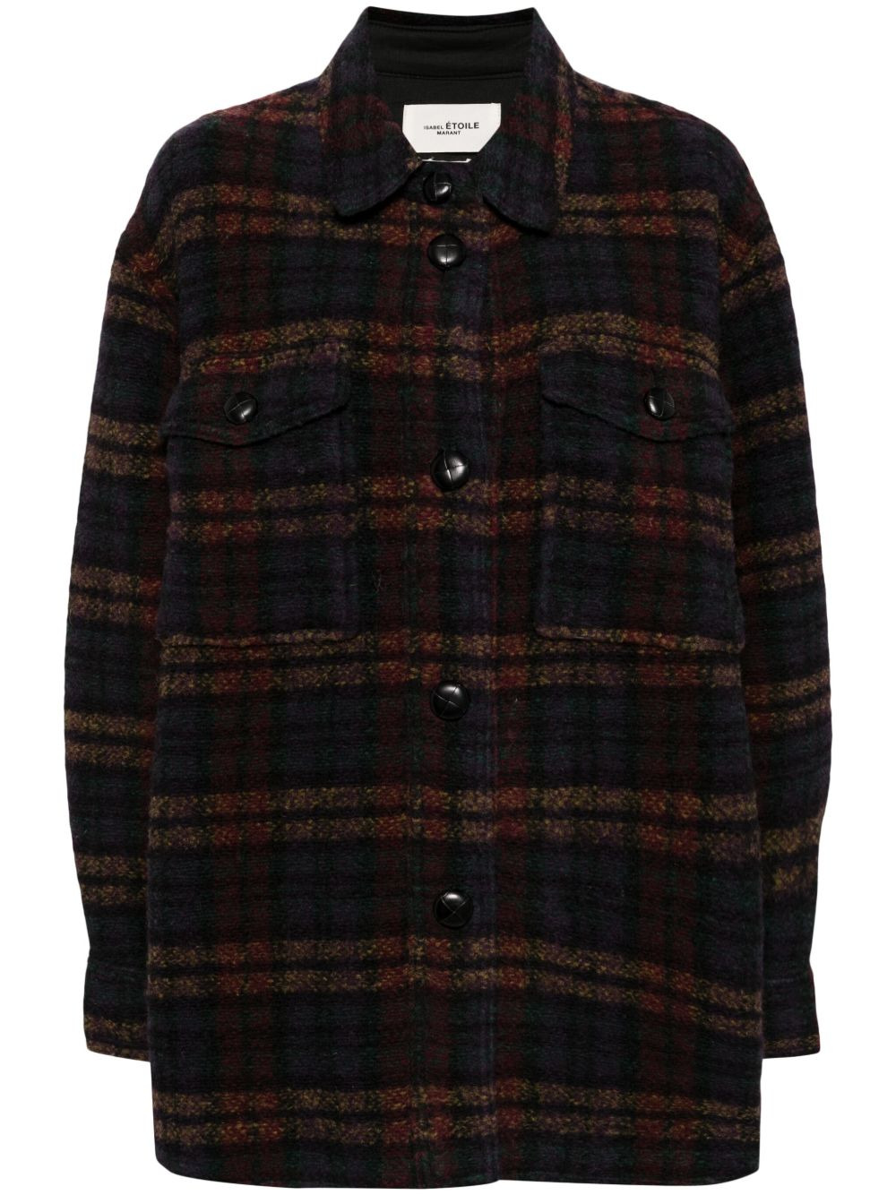 check-print blanket coat - 1