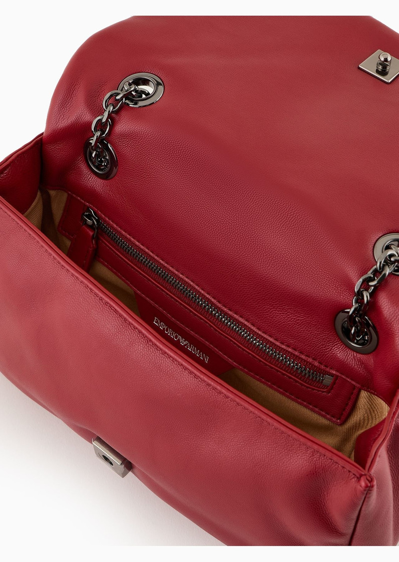 Quilted nappa leather-effect shopper bag with flap 4