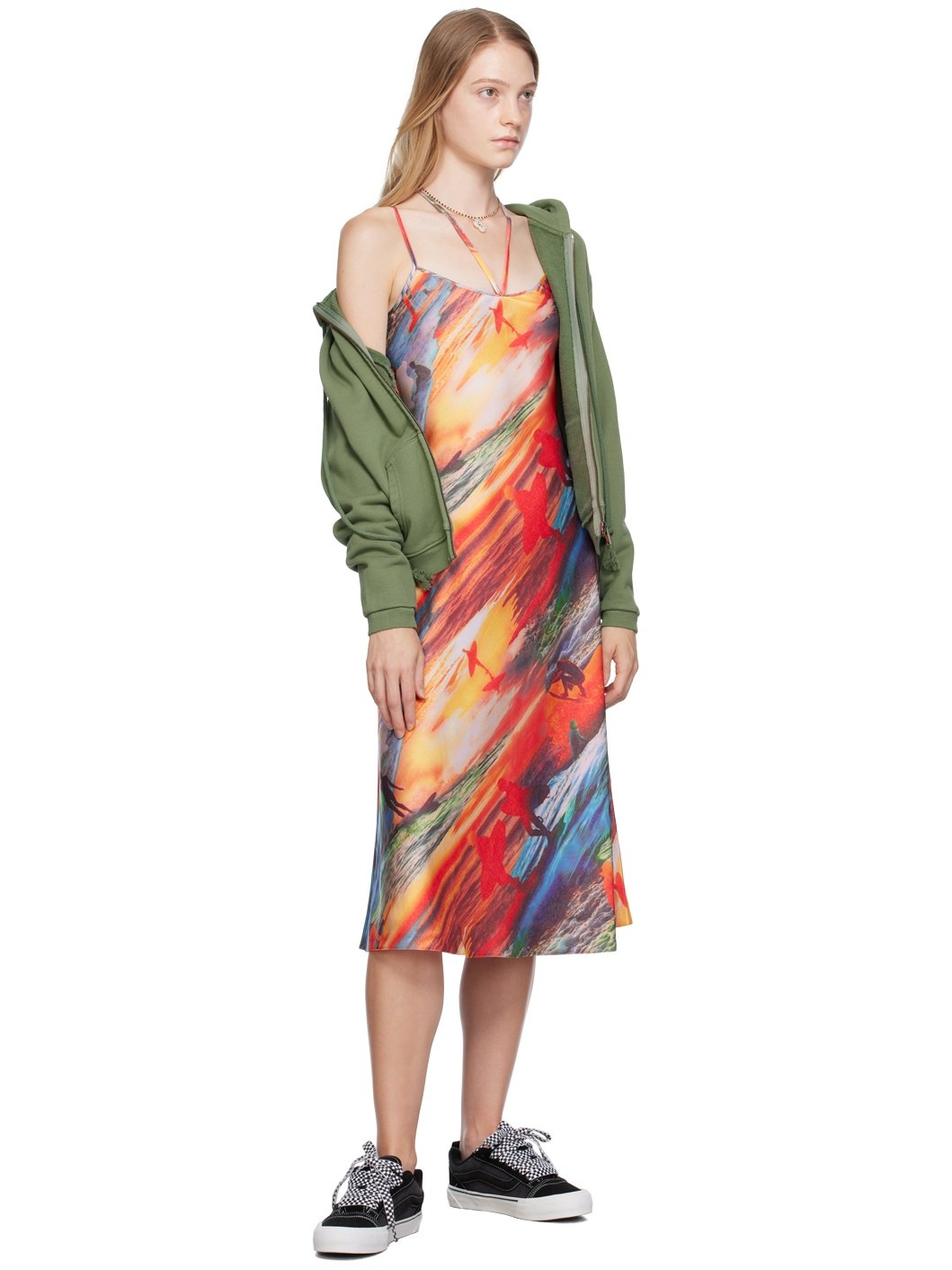 Red Printed Midi Dress - 4