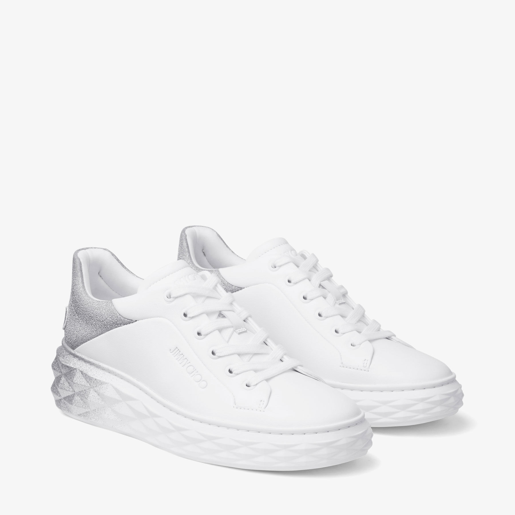 Diamond Maxi F II
White & Silver Nappa Leather Glitter Trainers - 3