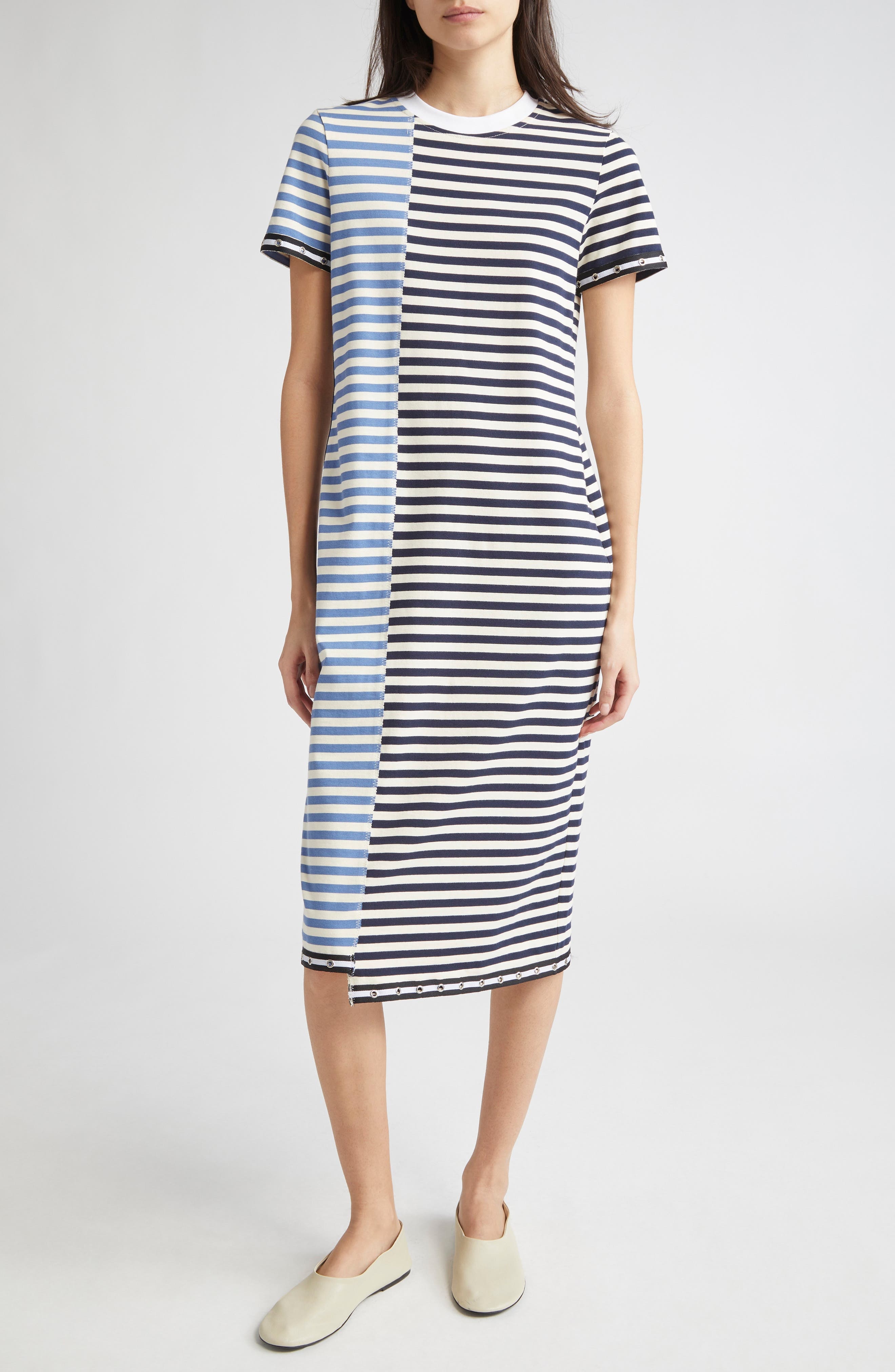 3.1 Phillip Lim Mixed Stripe Cotton T-Shirt Dress in Midnight Multi at Nordstrom - 5