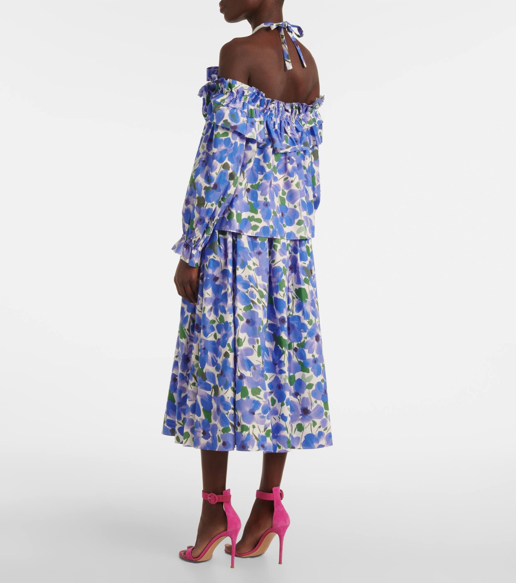 Floral off-shoulder cotton-blend top - 3