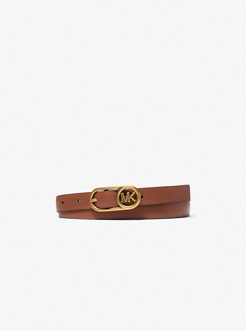 Logo Buckle Leather Belt 1
