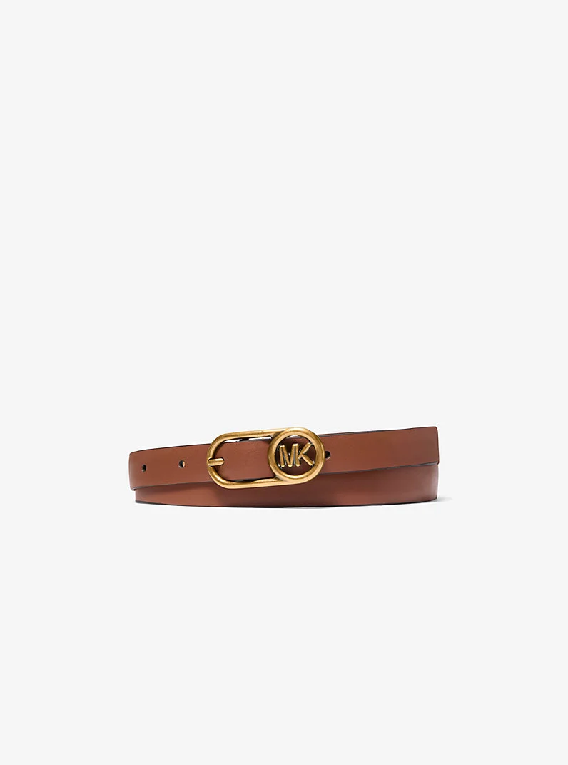 Logo Buckle Leather Belt - 1