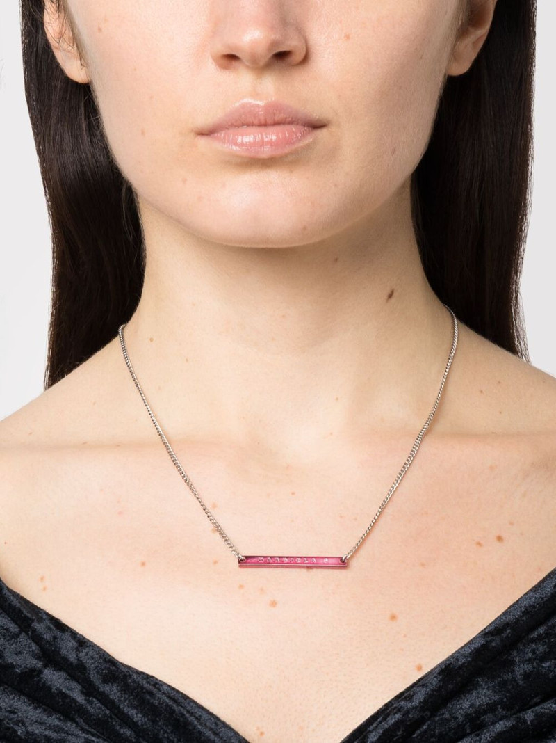 MM6 Maison Margiela bar logo-engraved necklace outlook