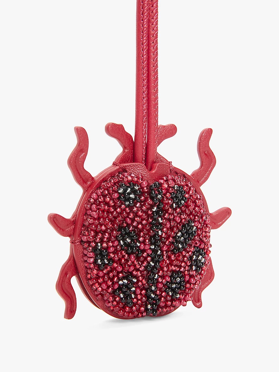Ladybug beaded leather key charm - 2