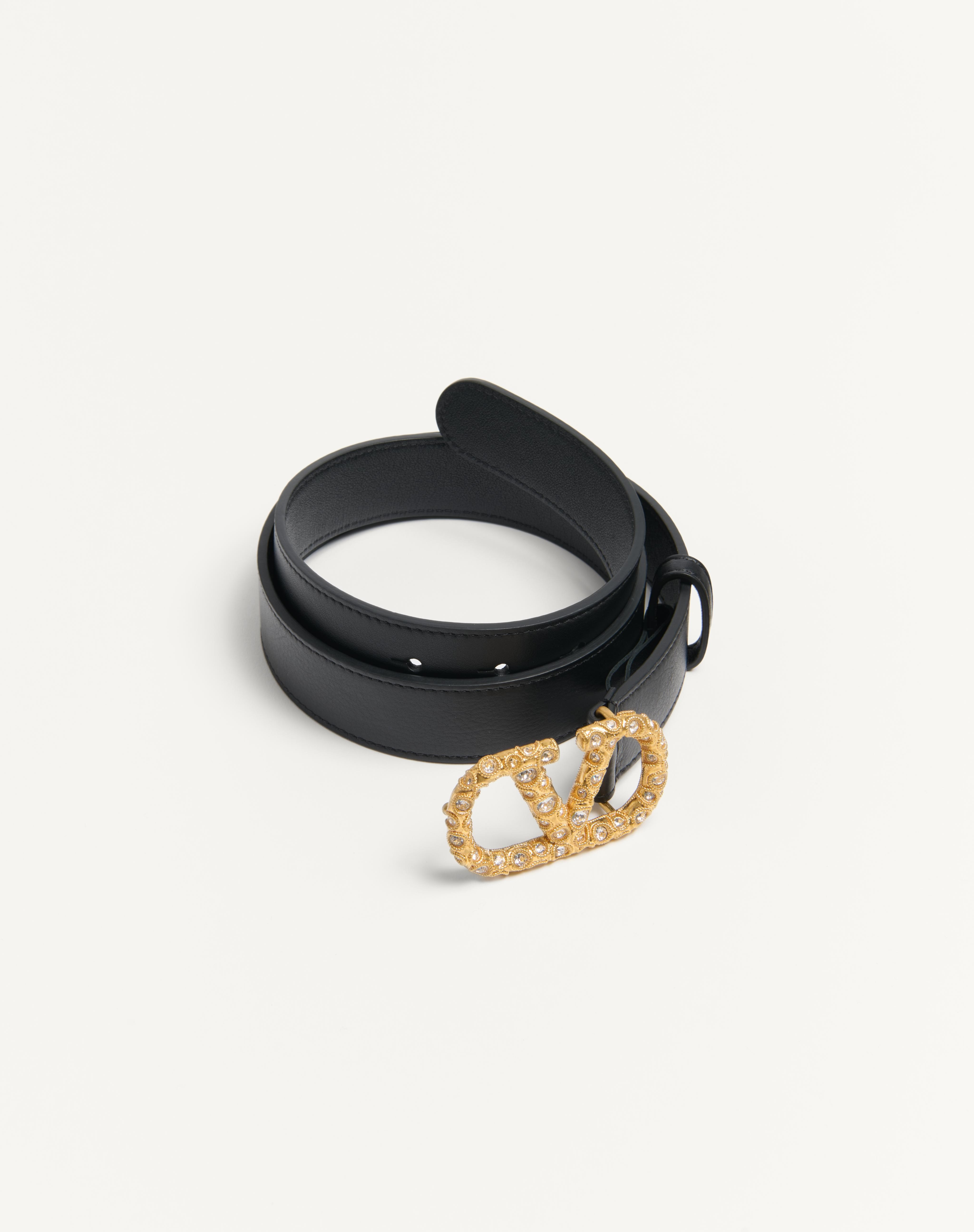 VLOGO SIGNATURE BELT IN SHINY CALFSKIN WITH CRYSTALS 30 MM - 3
