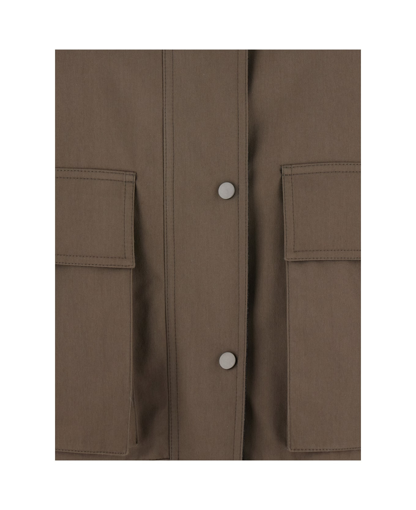Grey Jacket With Classic Collar With Snap Buttons In Cotton Blend Woman - 3
