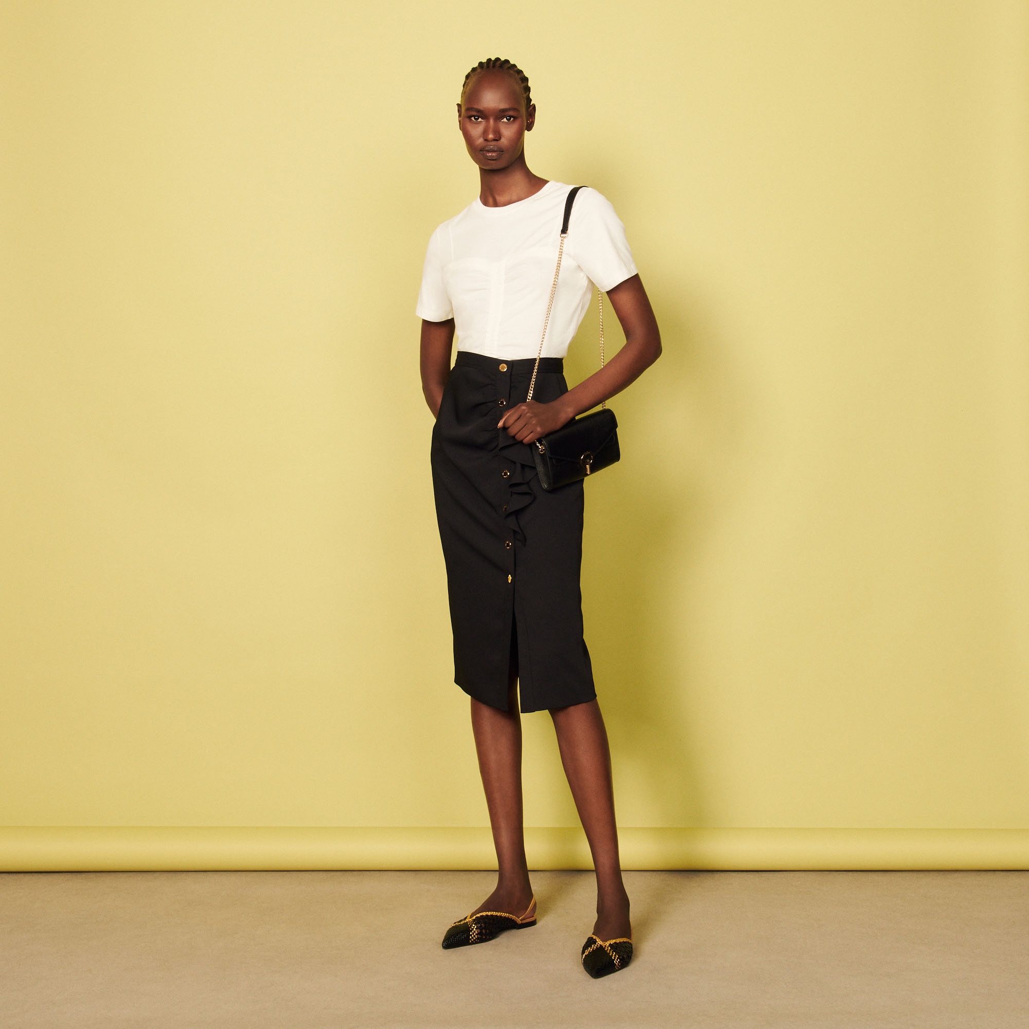 Ruffled midi pencil skirt - 2