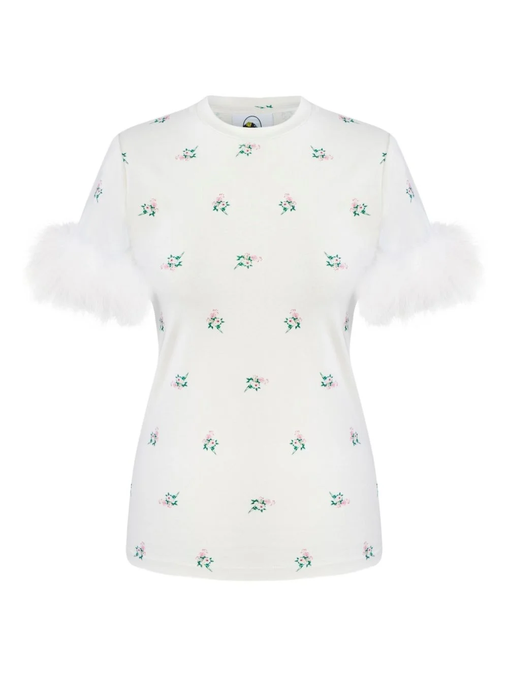 feather-trim T-shirt - 1