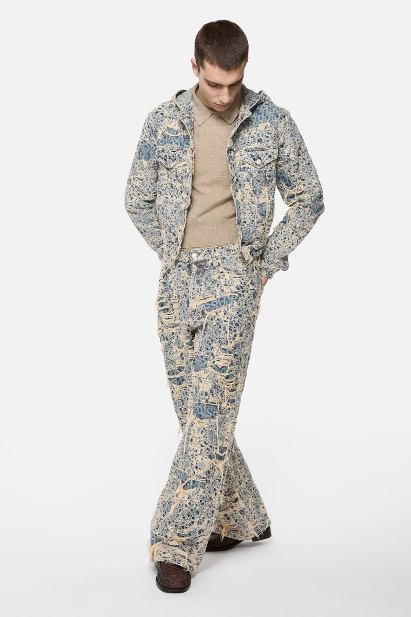 Acne Studios Baggy fit jeans - 1981 Distressed Monogram - Mid Blue outlook