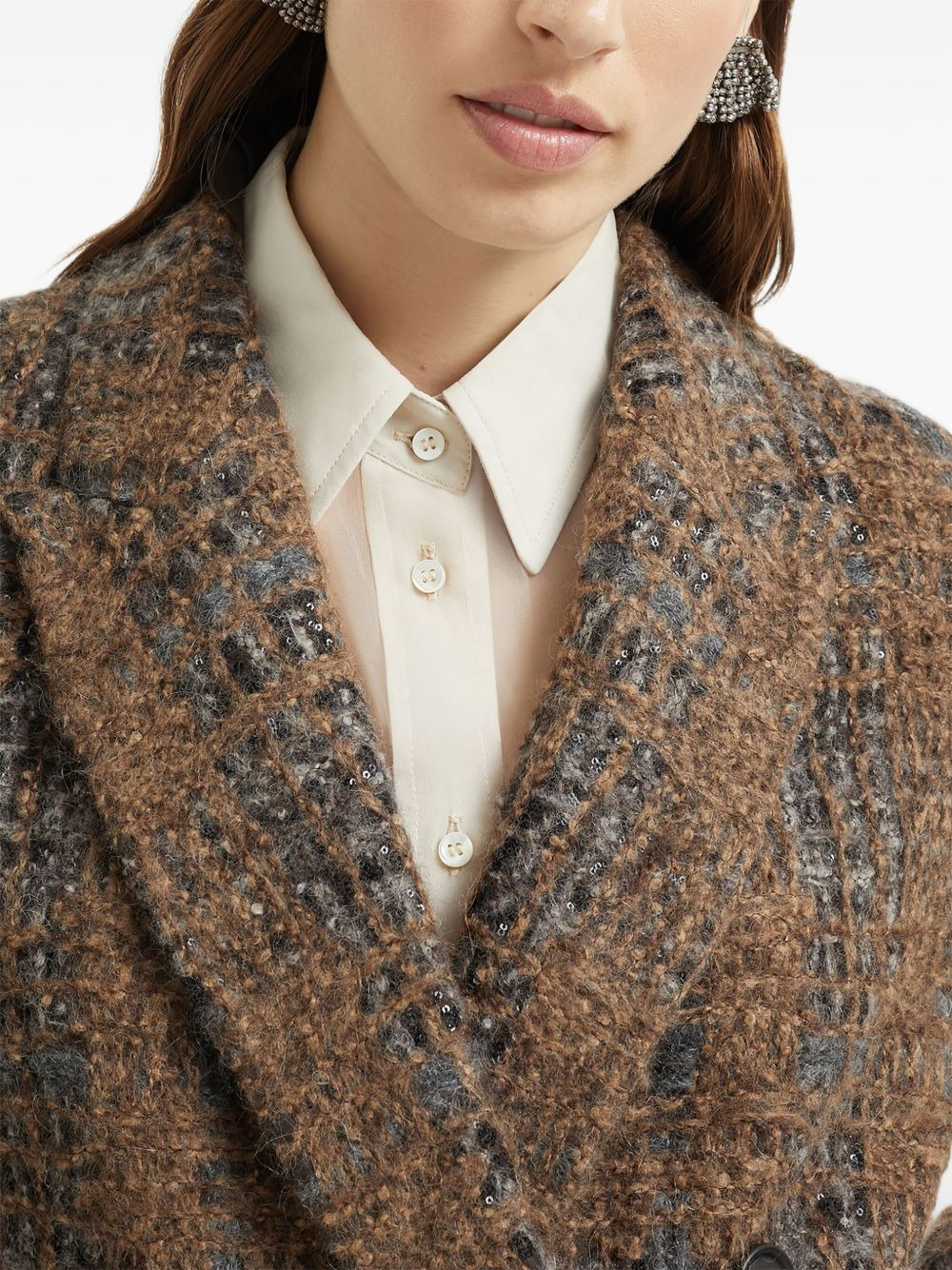 double-breasted checked blazer - 5