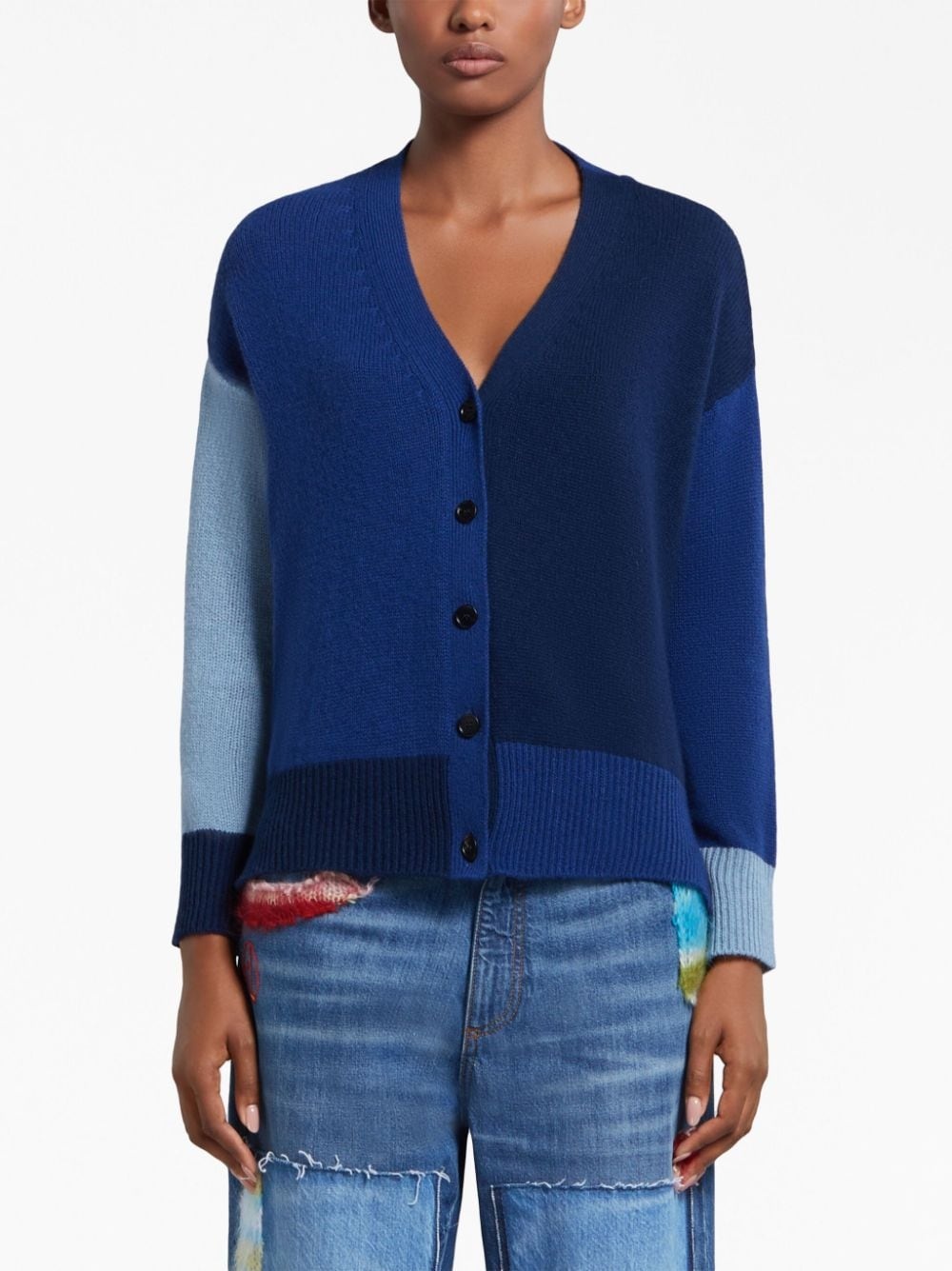 colour-block cashmere cardigan - 3