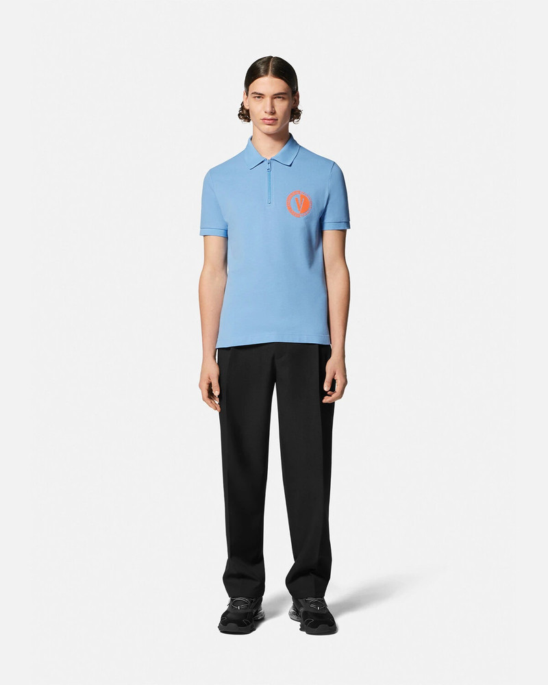 VERSACE JEANS COUTURE V-Emblem Short-Sleeved Zip Polo Shirt outlook
