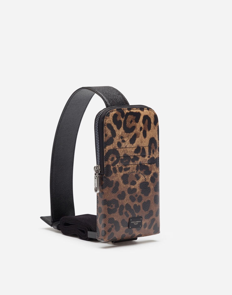 Smartphone holder in dauphine calfskin with leopard print - 2