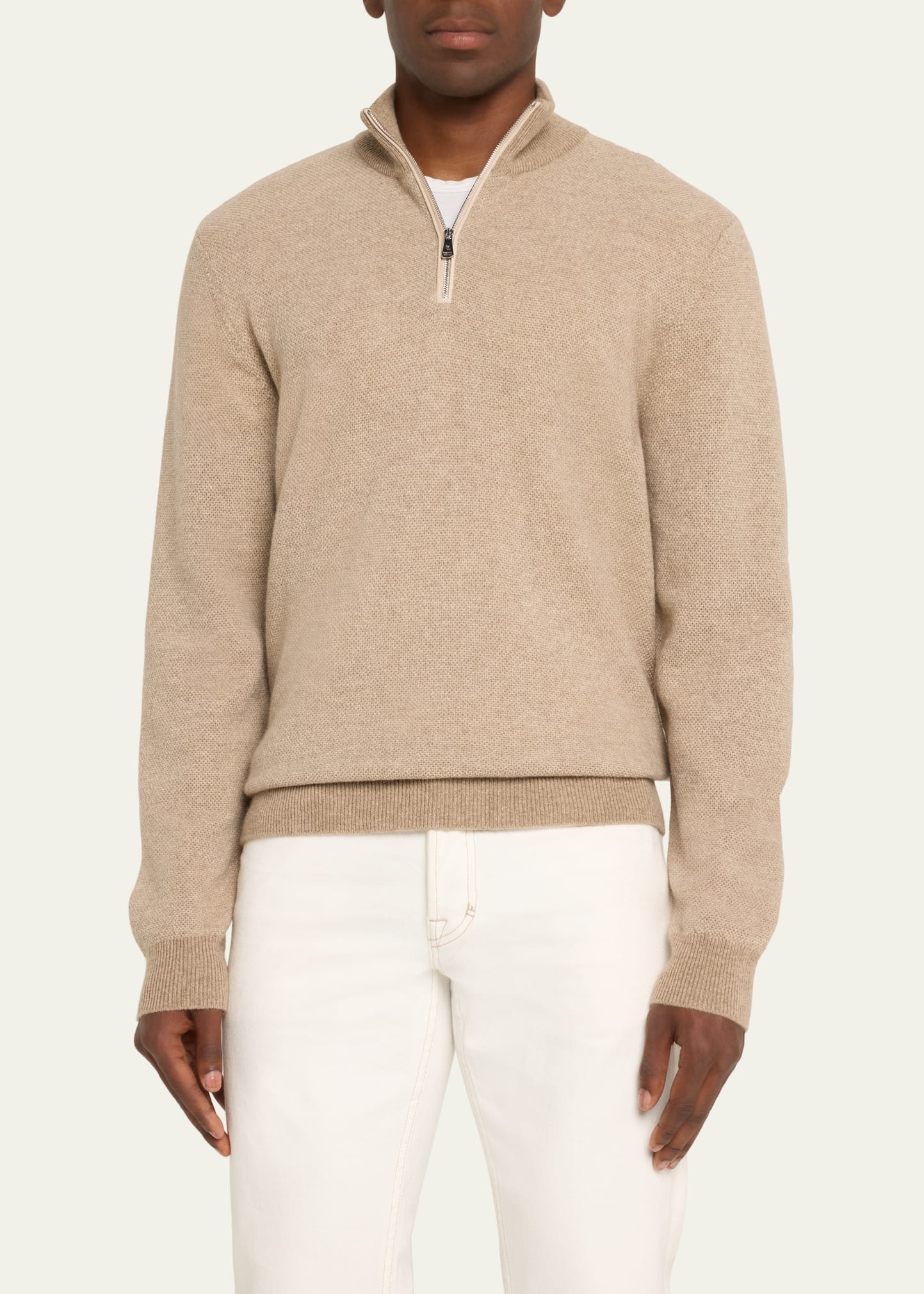 Men's Cashmere Birdseye Half-Zip Sweater - 3