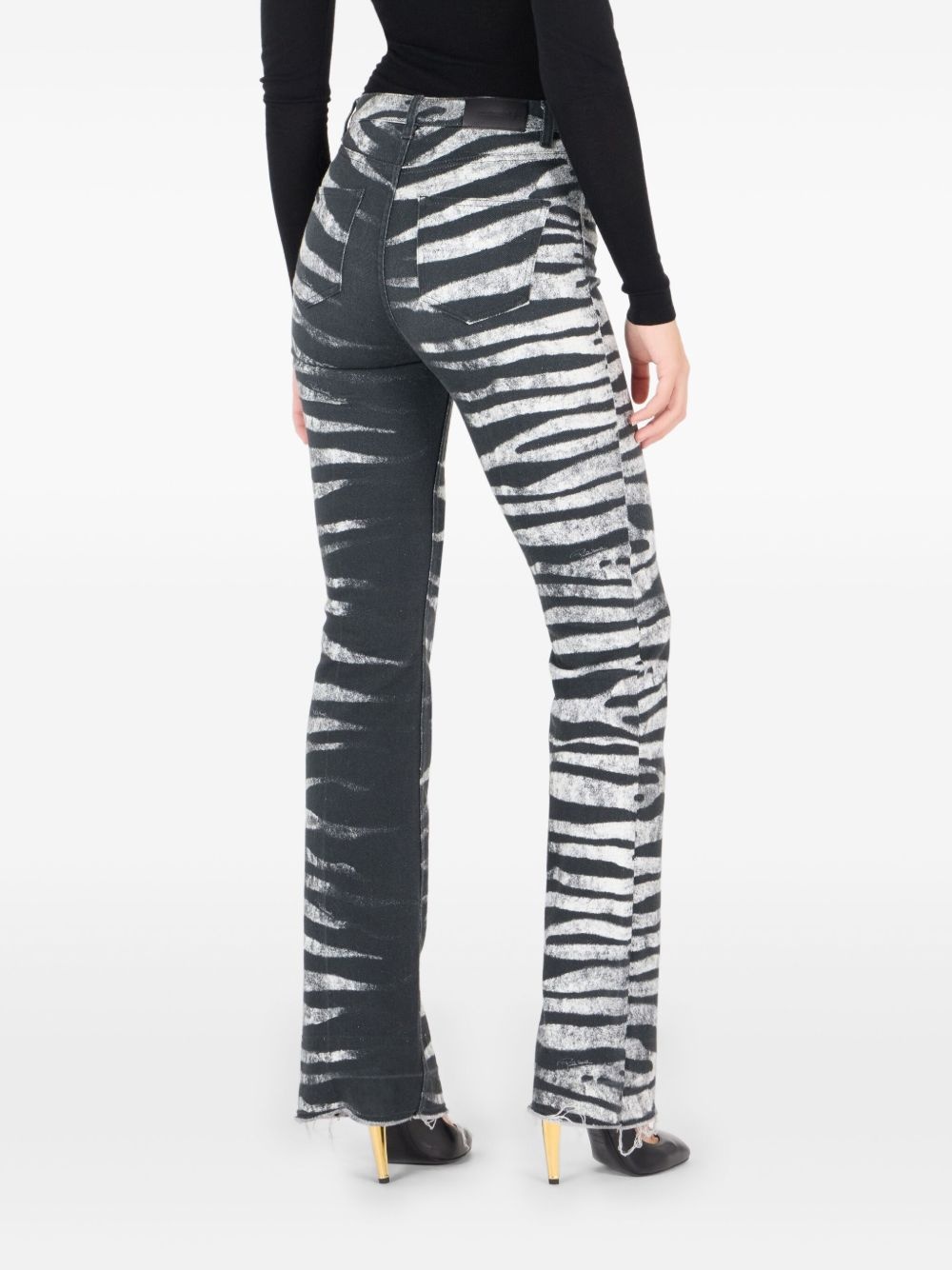 zebra-print flared jeans - 4