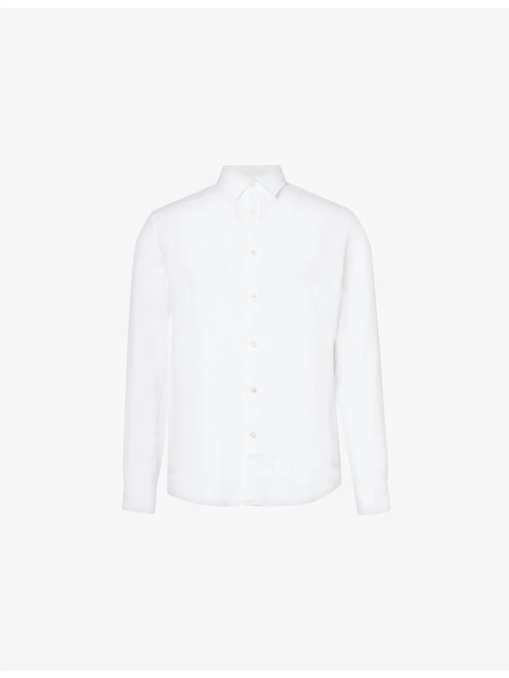 Spread-Collar Long-Sleeve Linen Shirt - 1