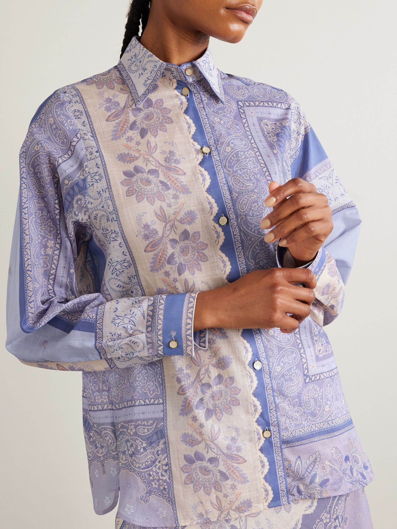 Lucky bandana-print cotton-voile shirt Purple - 3