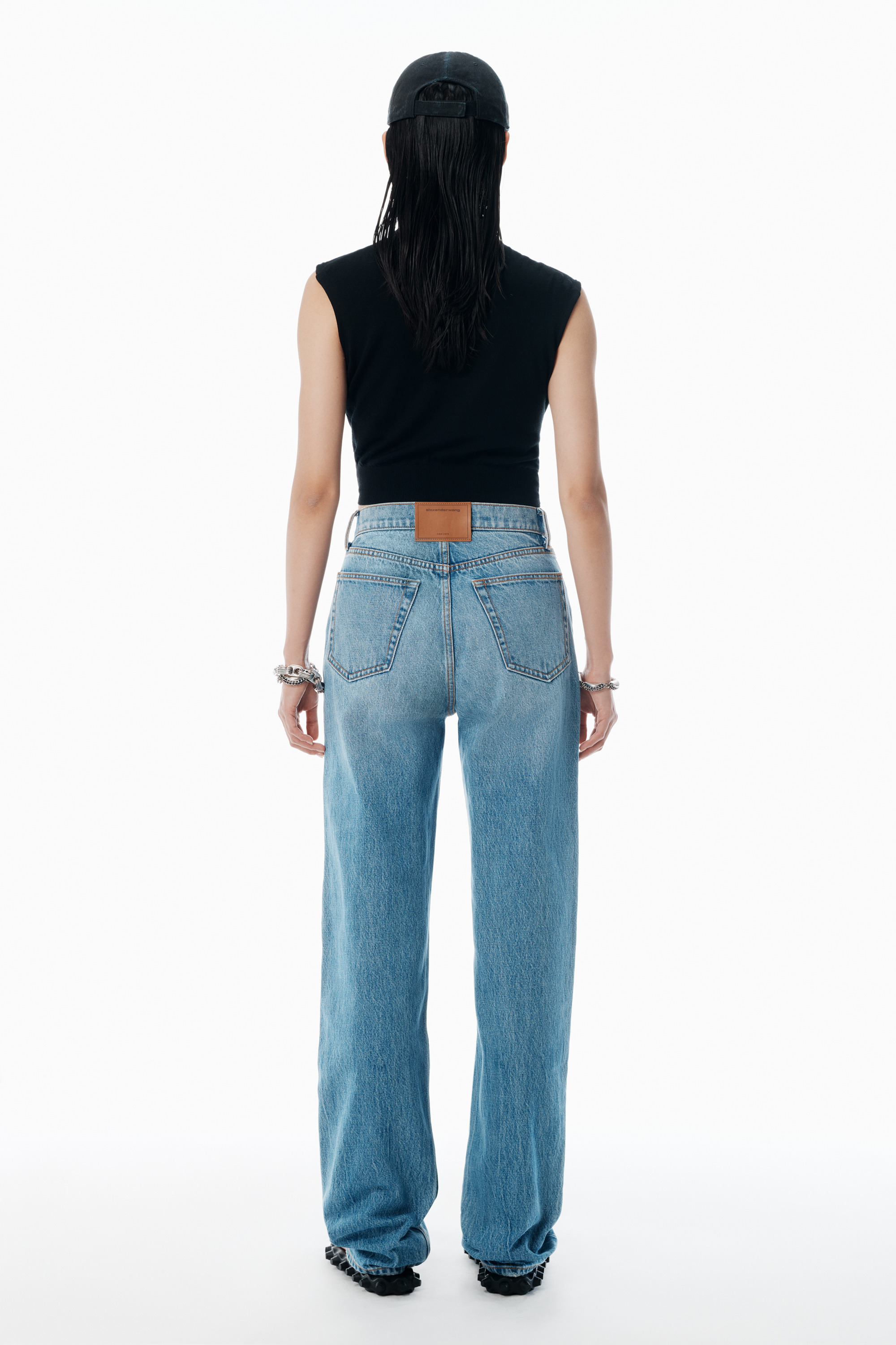ez mid-rise jeans with logo cutout - 4