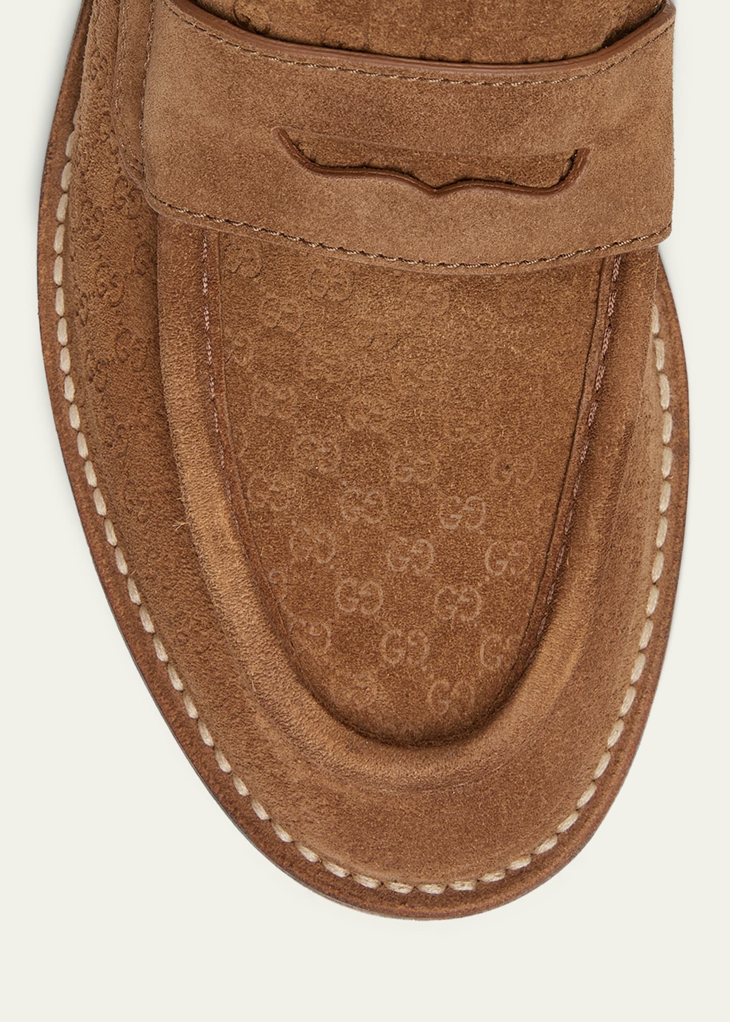 Men's Moreau GG Suede Crepe-Sole Penny Loafers - 3