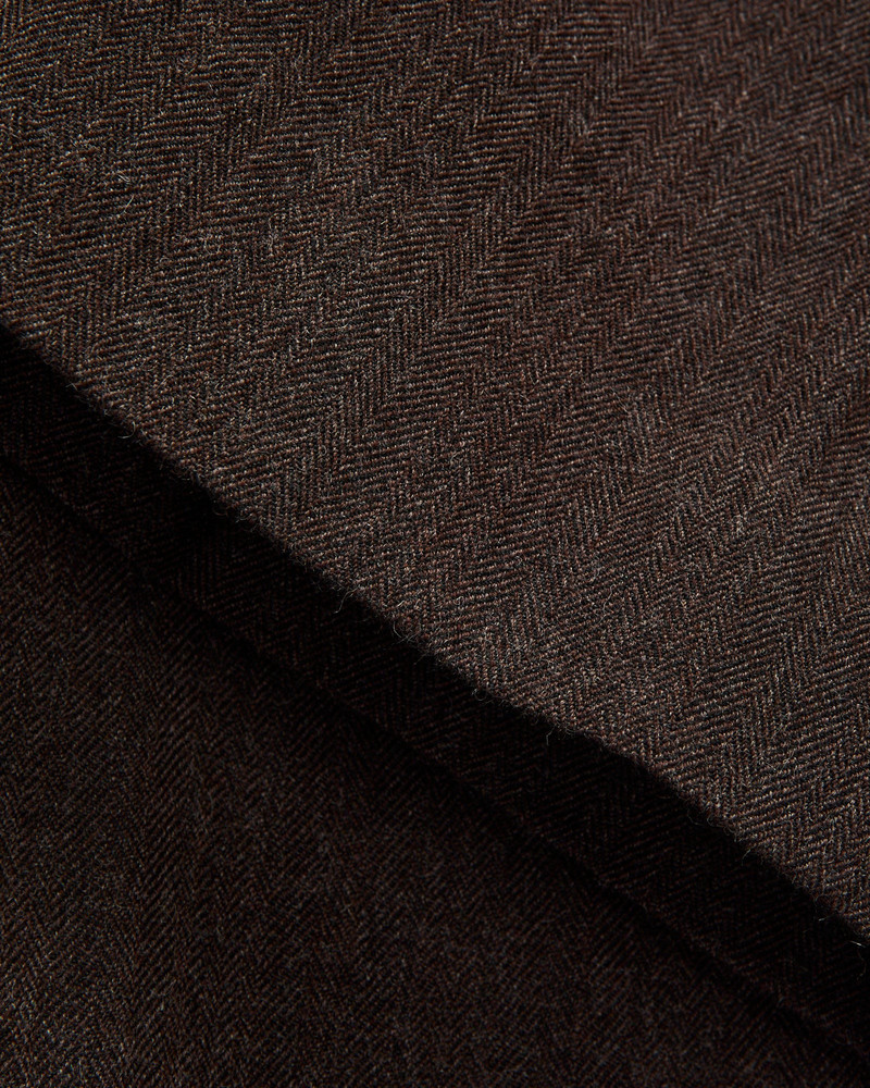 Wool Herringbone Easy Trousers in Top Brown 7