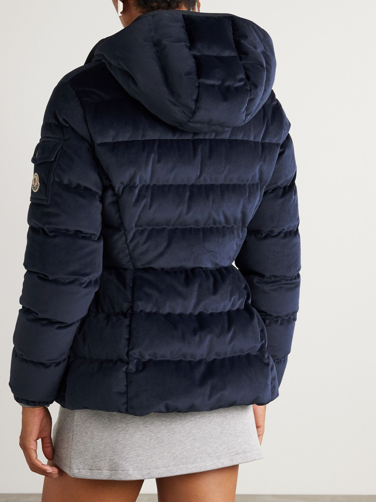 Barante quilted velour hooded down jacket Navy - 4