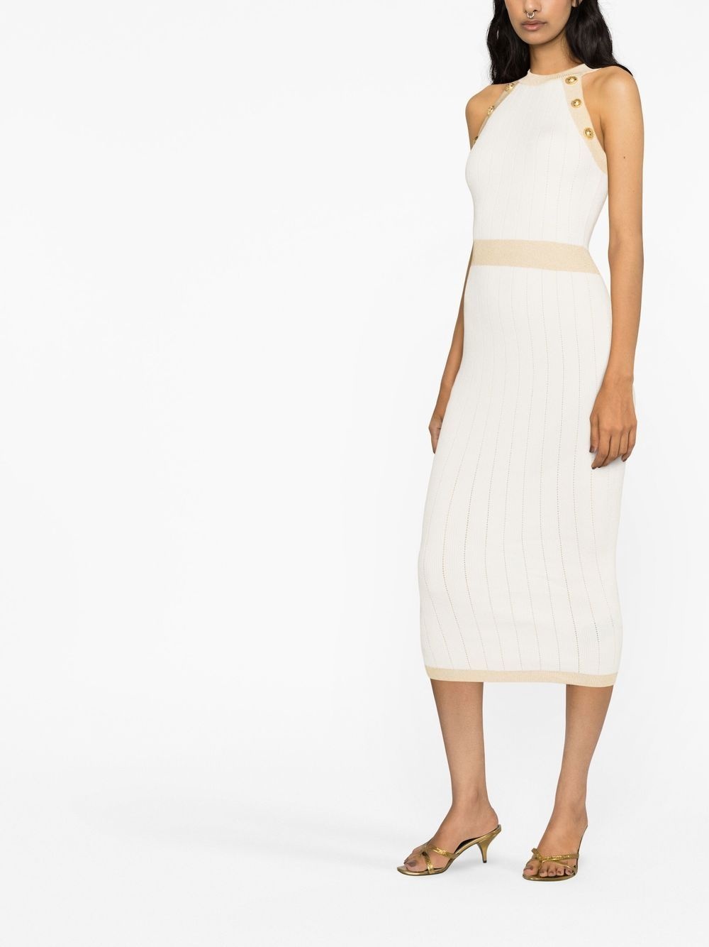 button-detail knitted dress - 4