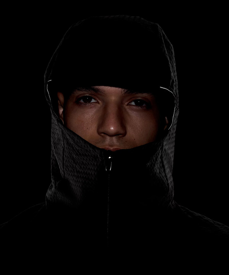 Grid Fleece High-Neck Pullover Hoodie 8