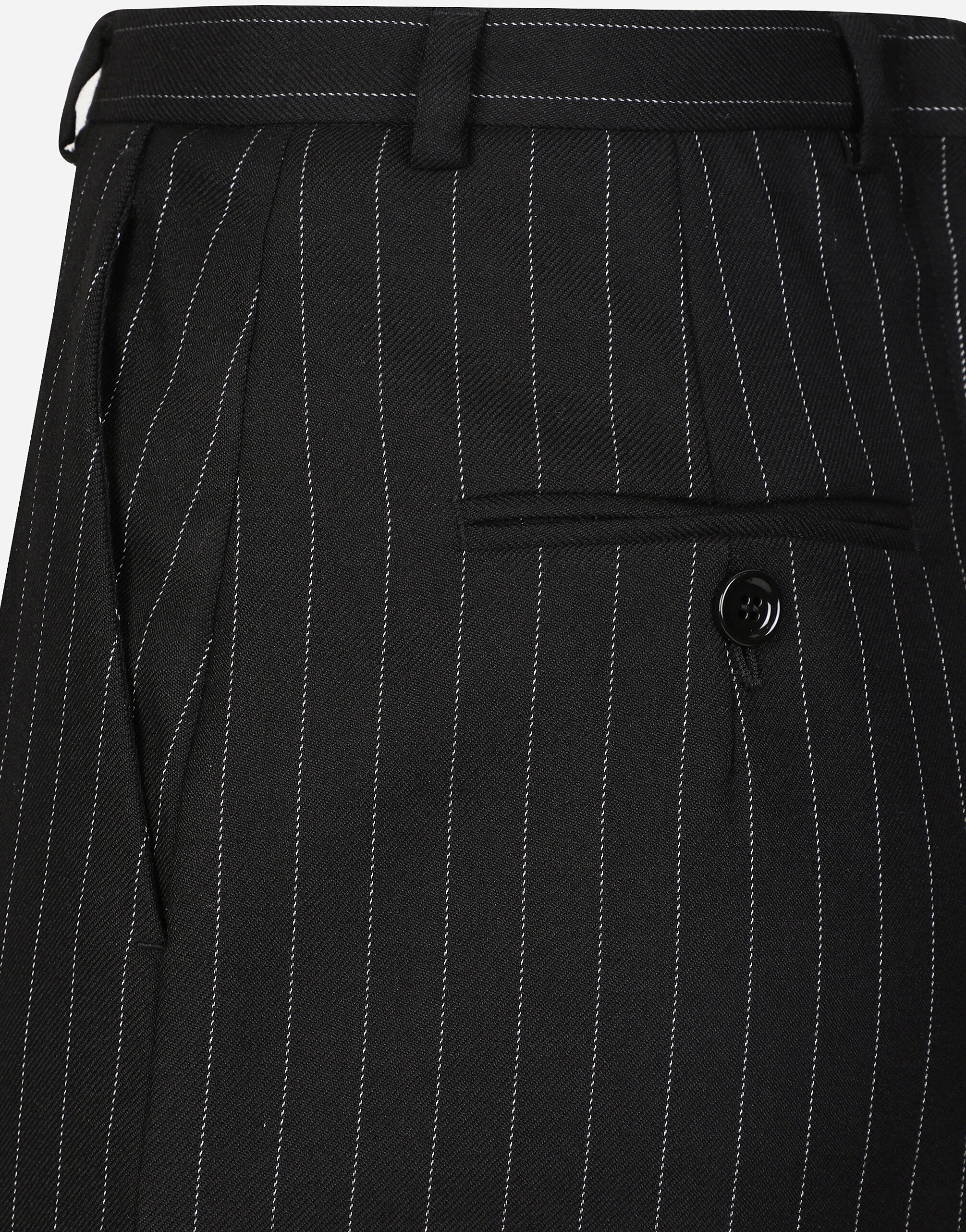 Pinstripe wool calf-length skirt - 4