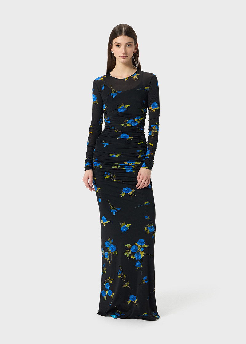 Blumarine LONG SECOND SKIN JERSEY DRESS WITH ROSE PRINT outlook