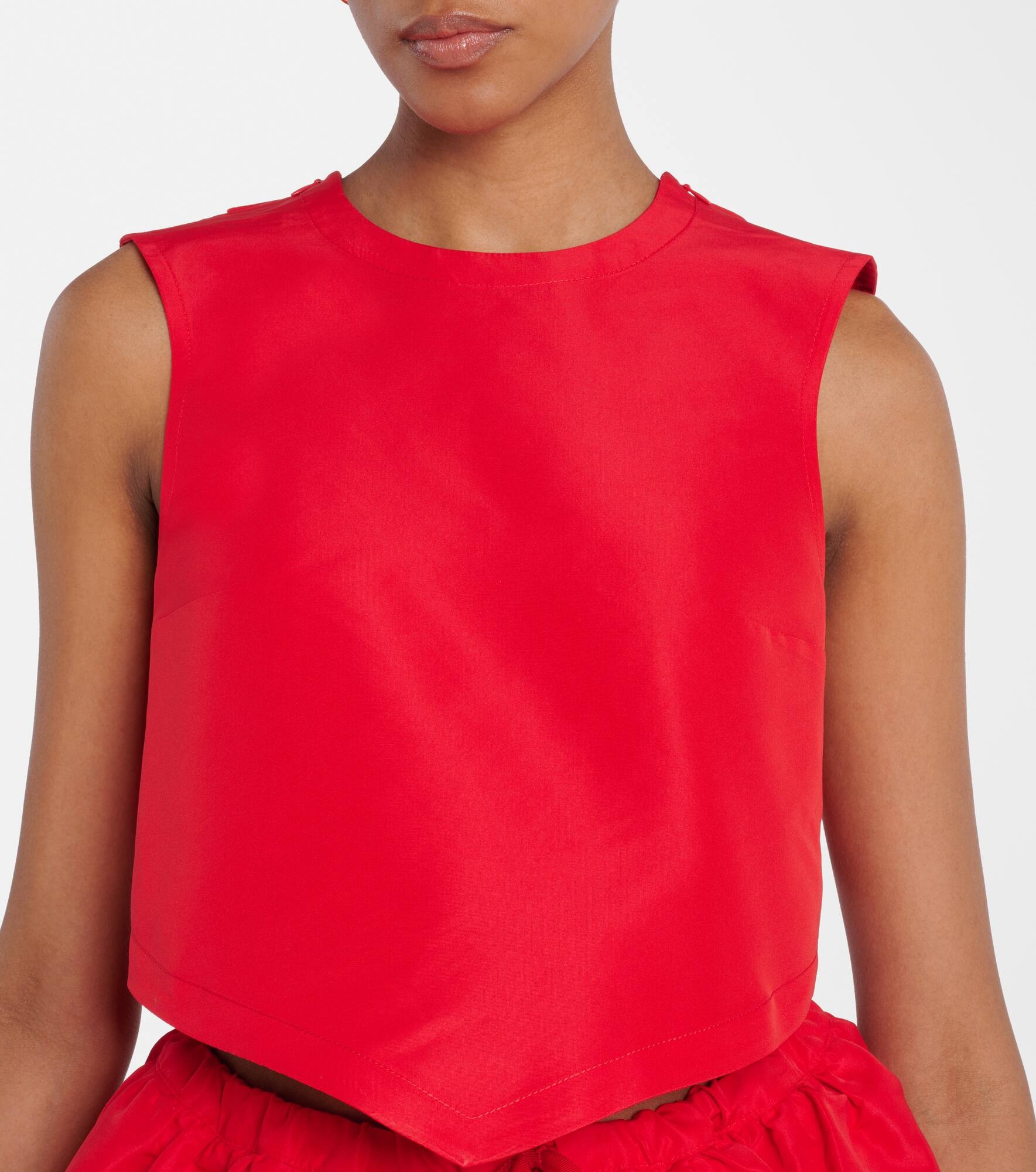 Bow-detail open-back faille crop top - 4