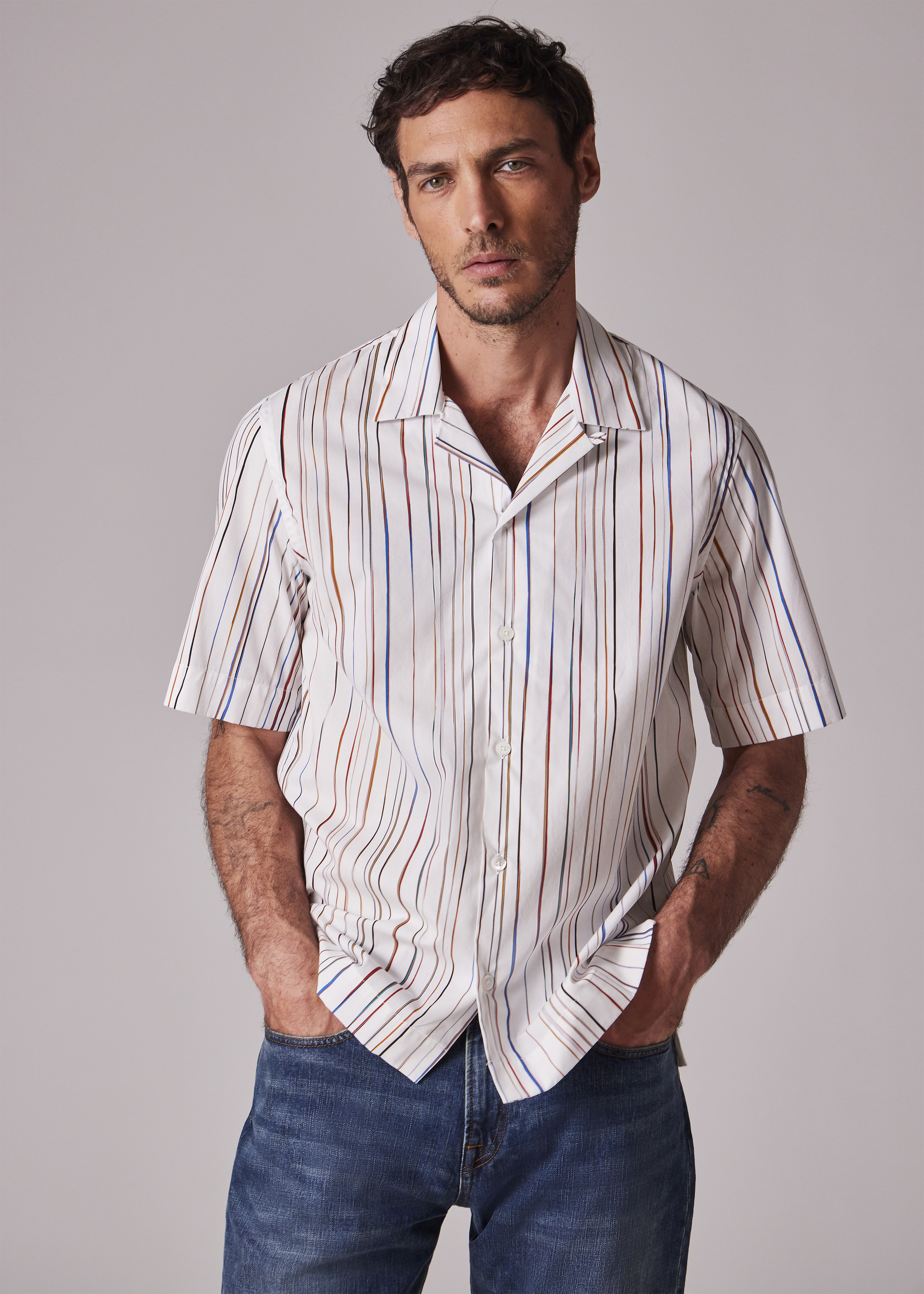 White 'Signature Pinstripe' Short-Sleeve Shirt - 6