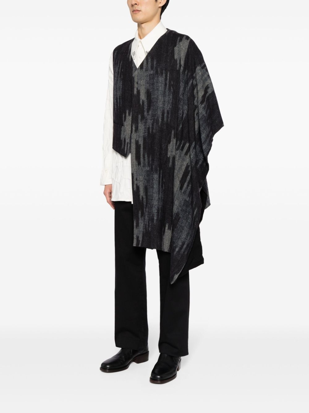 graphic-print textured asymmetric vest - 3