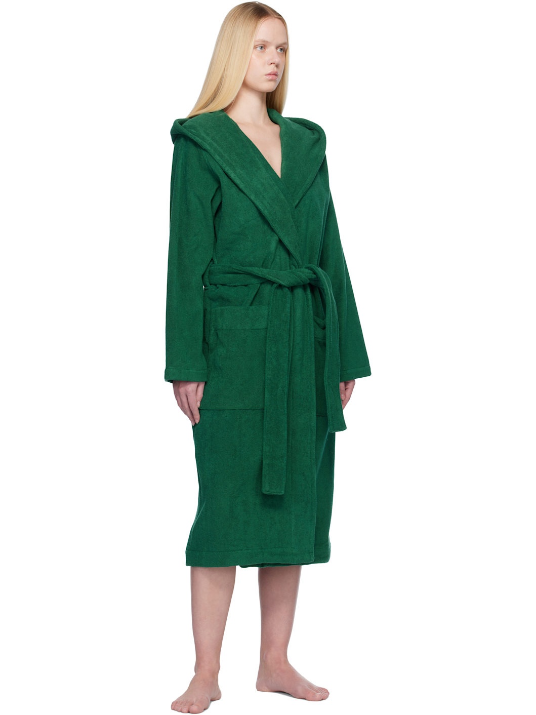 Green Terry Hooded Bathrobe - 4