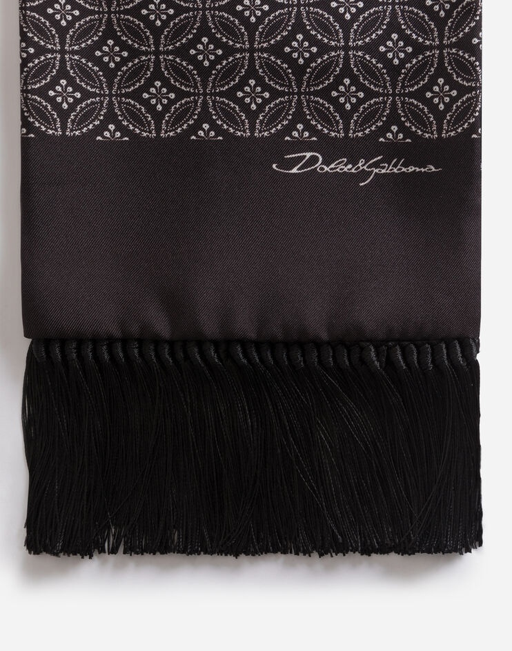 Silk jacquard scarf with fringing - 2