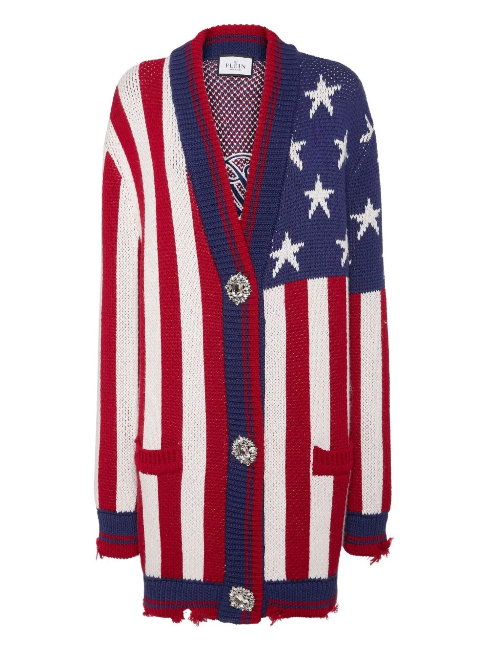 flag-intarsia cardigan - 1