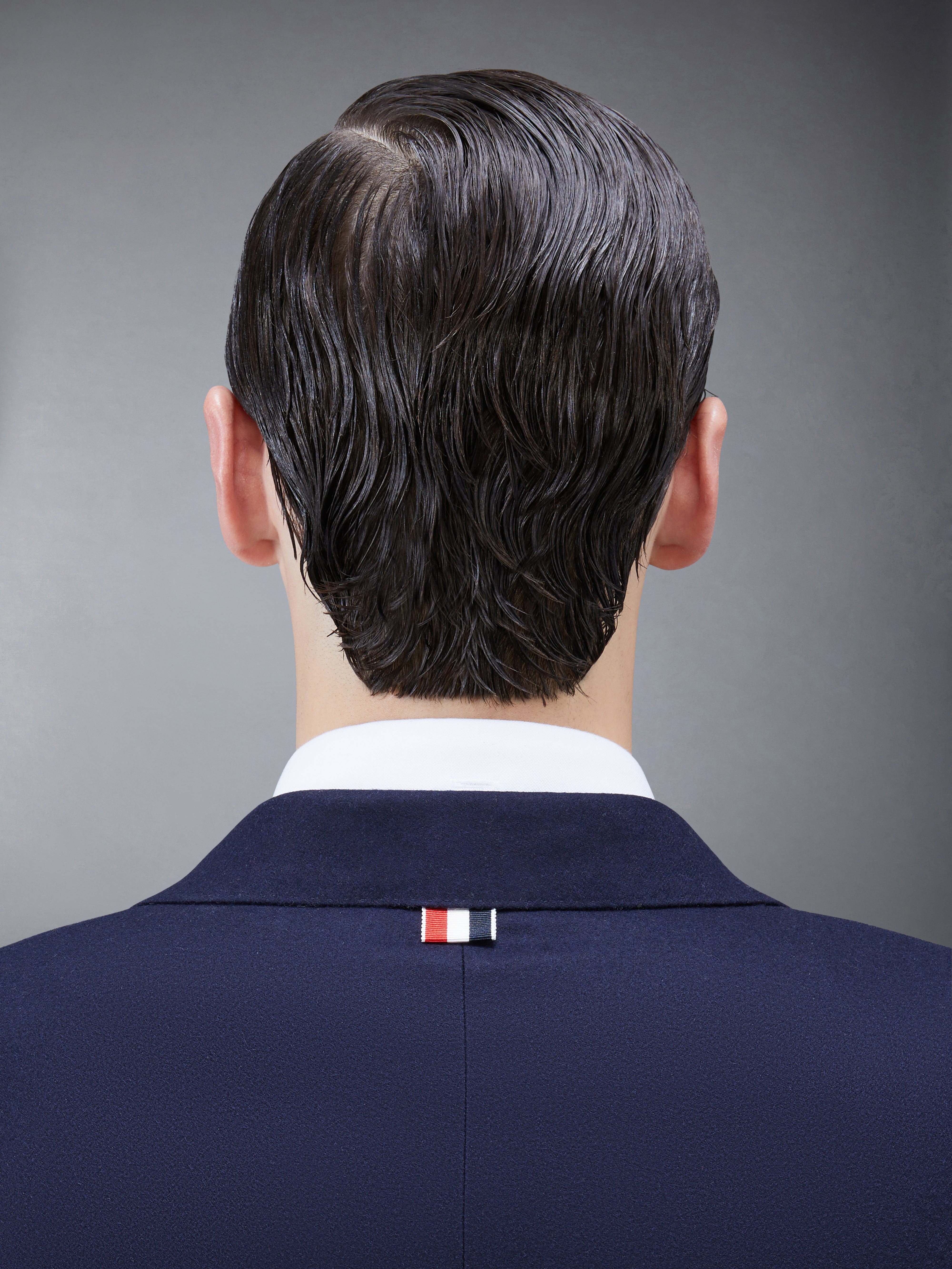 Navy Wool Cashmere Flannel Classic Tonal 4-Bar Sport Coat - 5