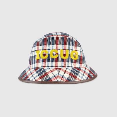 GUCCI Check ICCUG fedora with leather outlook