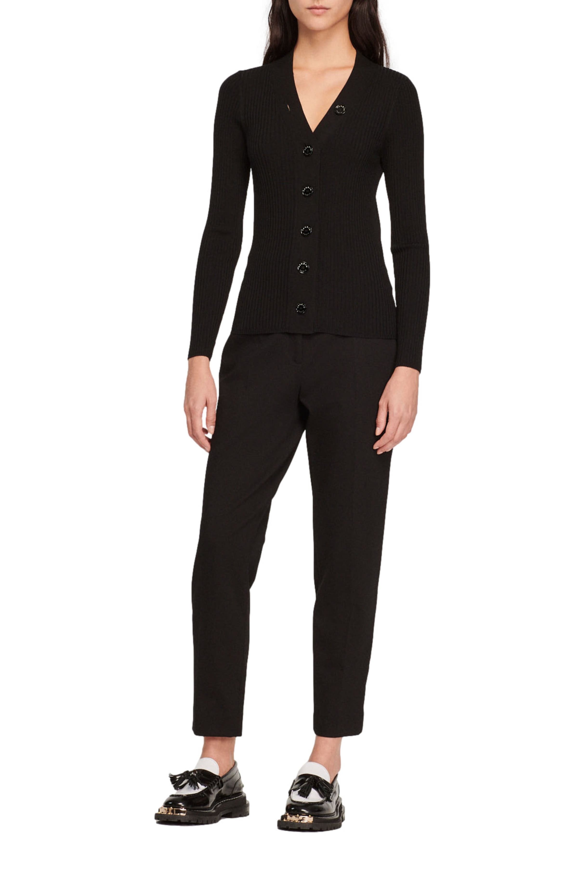 SANDRO Cardigan in certified viscose in Black at Nordstrom - 6