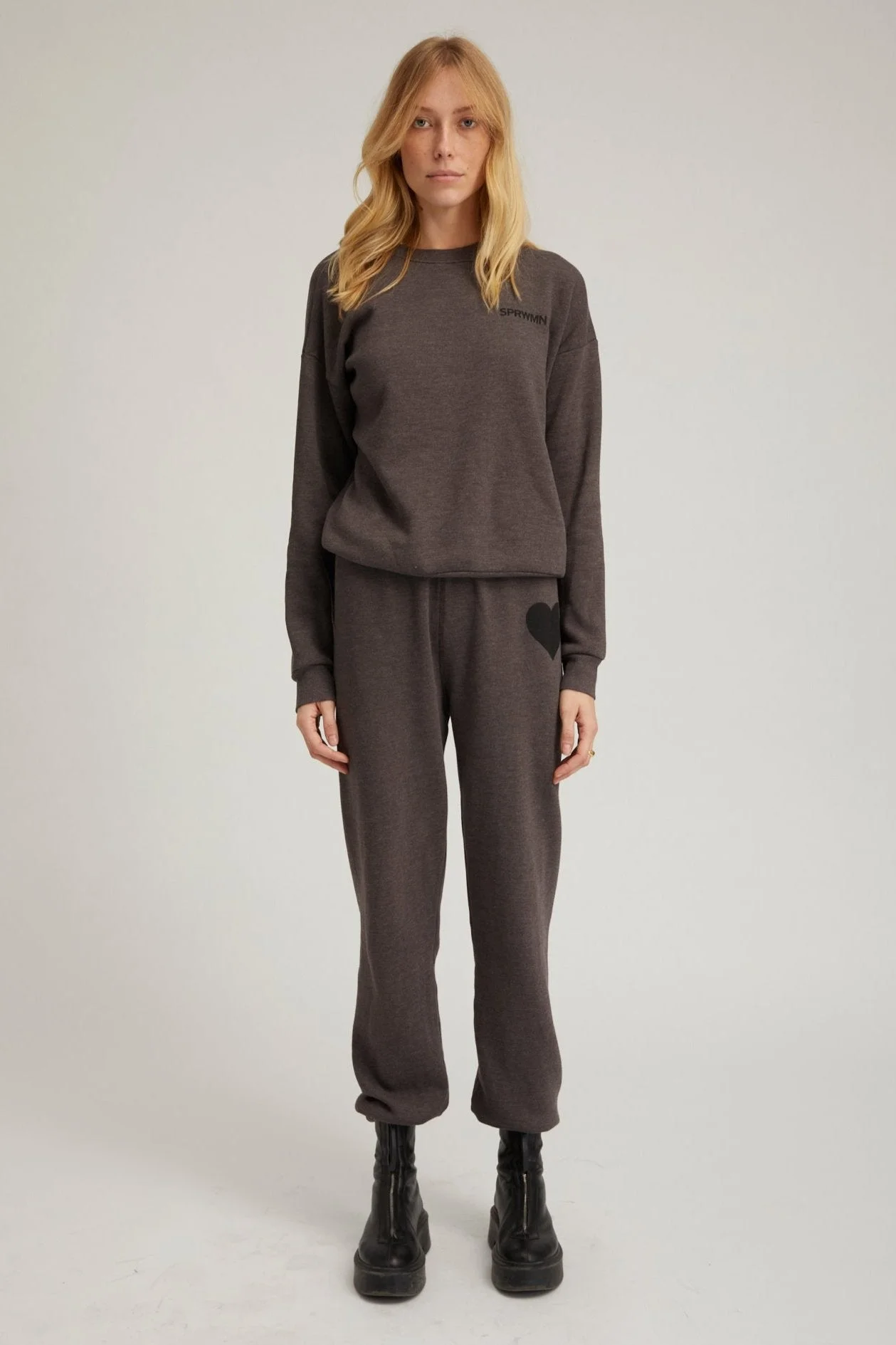 CHARCOAL HEART SWEATPANTS - 1
