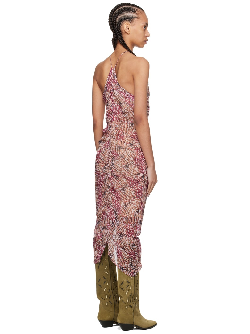 Beige & Pink Valdi Midi Dress - 3