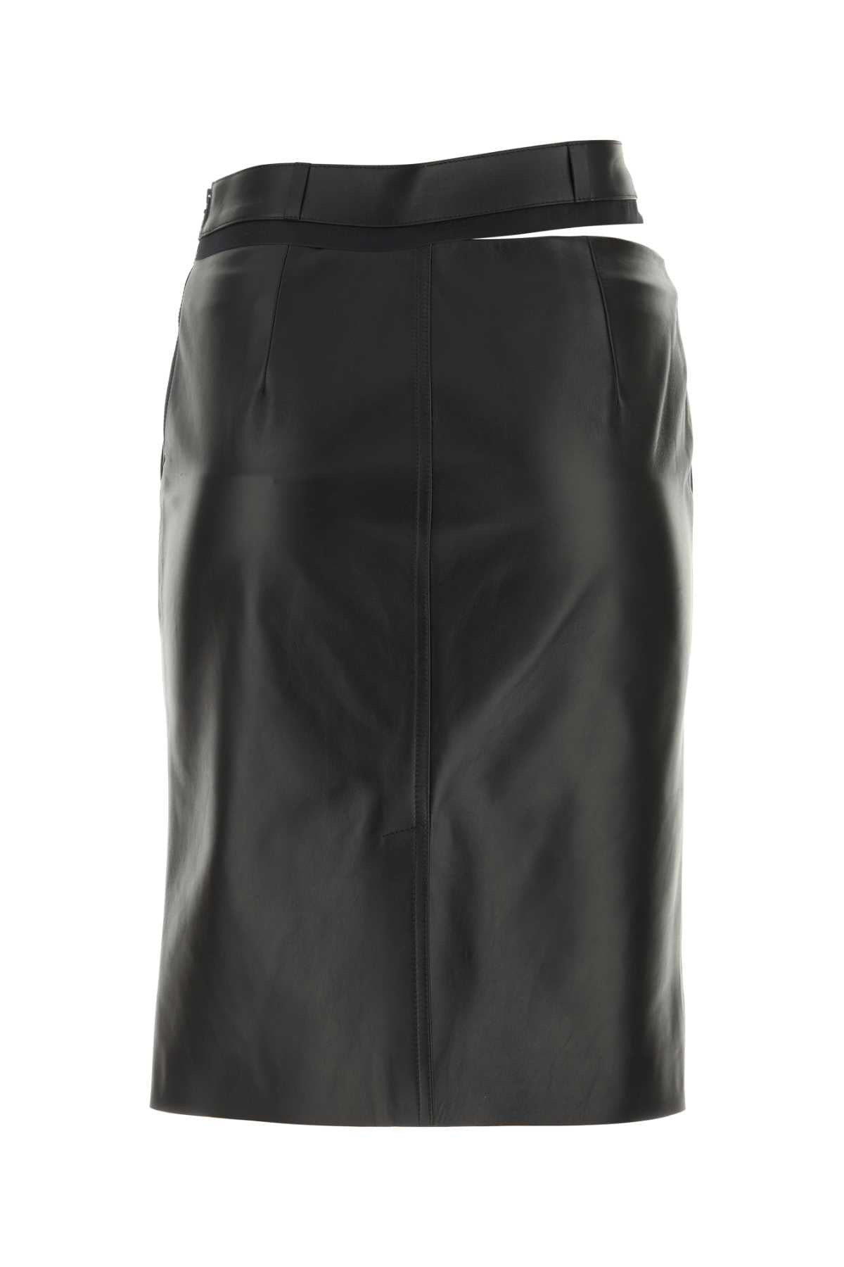 Fendi Women Black Leather Skirt - 2