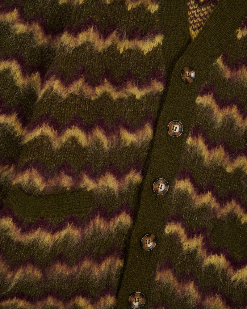 Zig Zag Striped Cardigan - Olive Multi 3