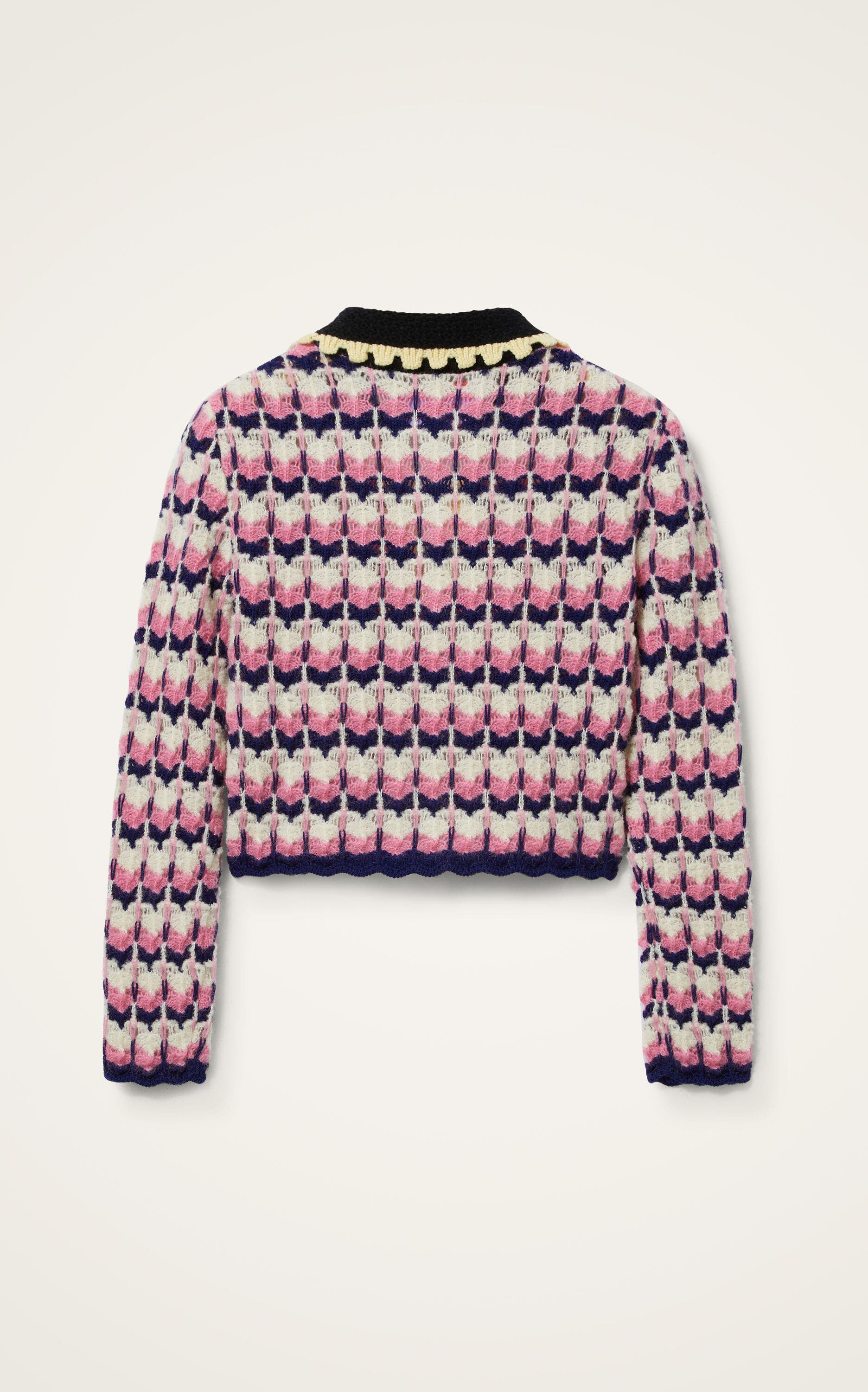 La DoubleJ Long Sleeves Picket Polo Shirt in Multicolor Pink at Nordstrom - 3