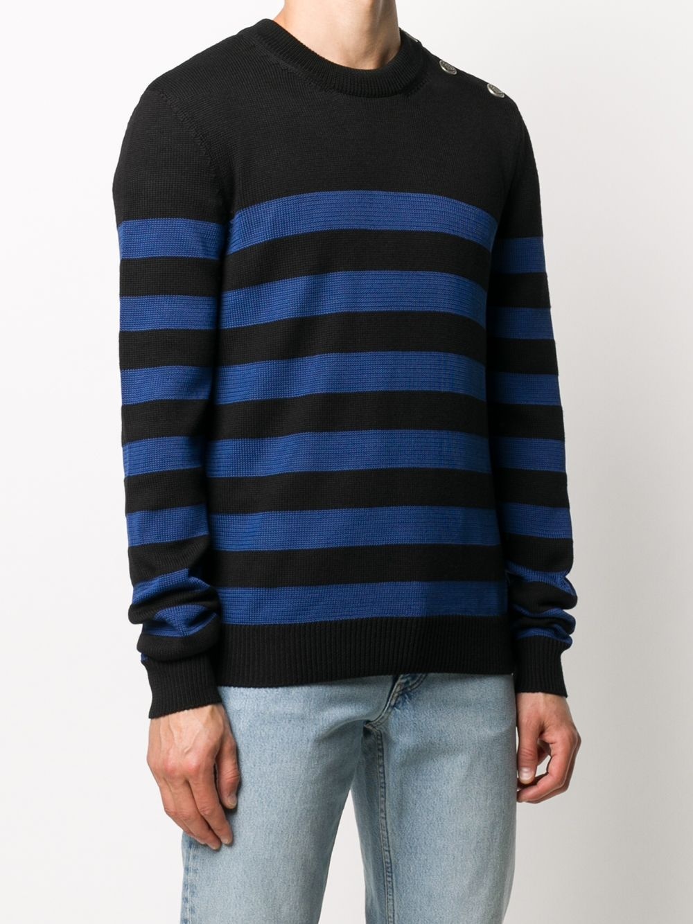 embossed buttons striped jumper - 3