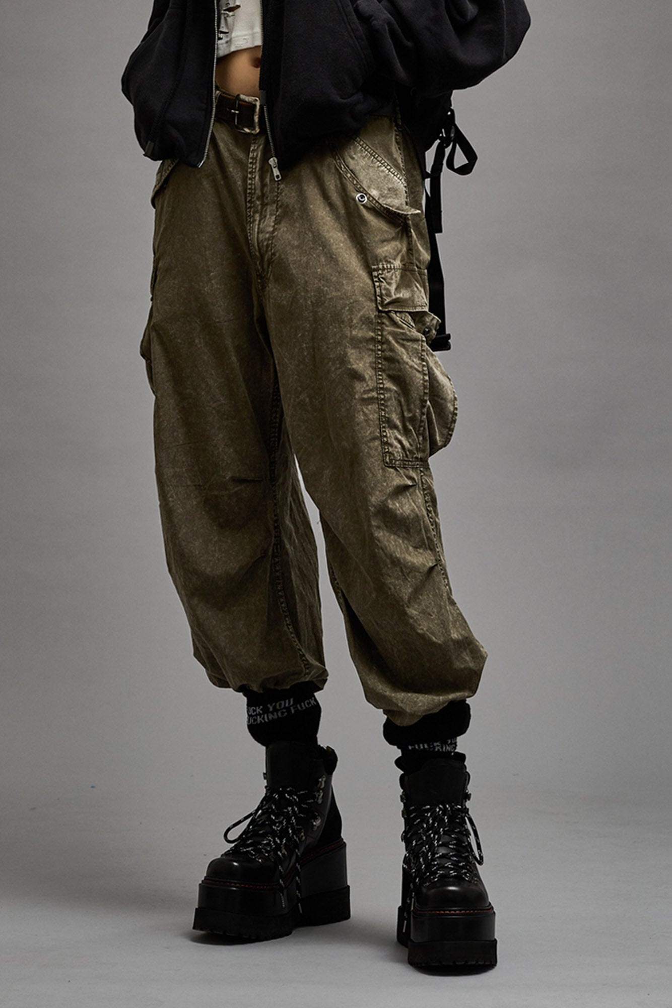 WIDE LEG CARGO - OLIVE GARMENT DYE - 3