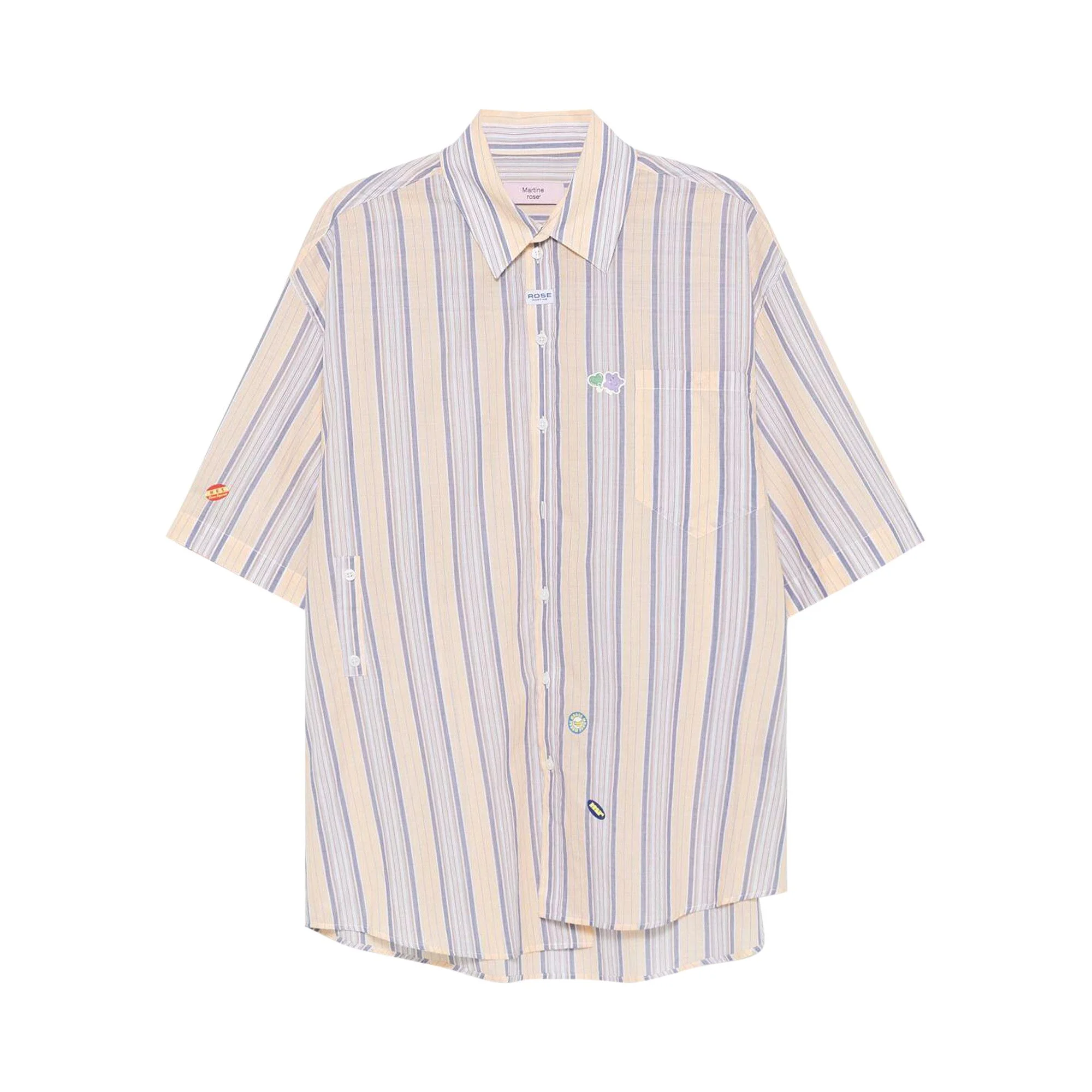 Martine Rose Short-Sleeve Boxy Wrap Shirt 'Yellow/Blue Stripe' - 1