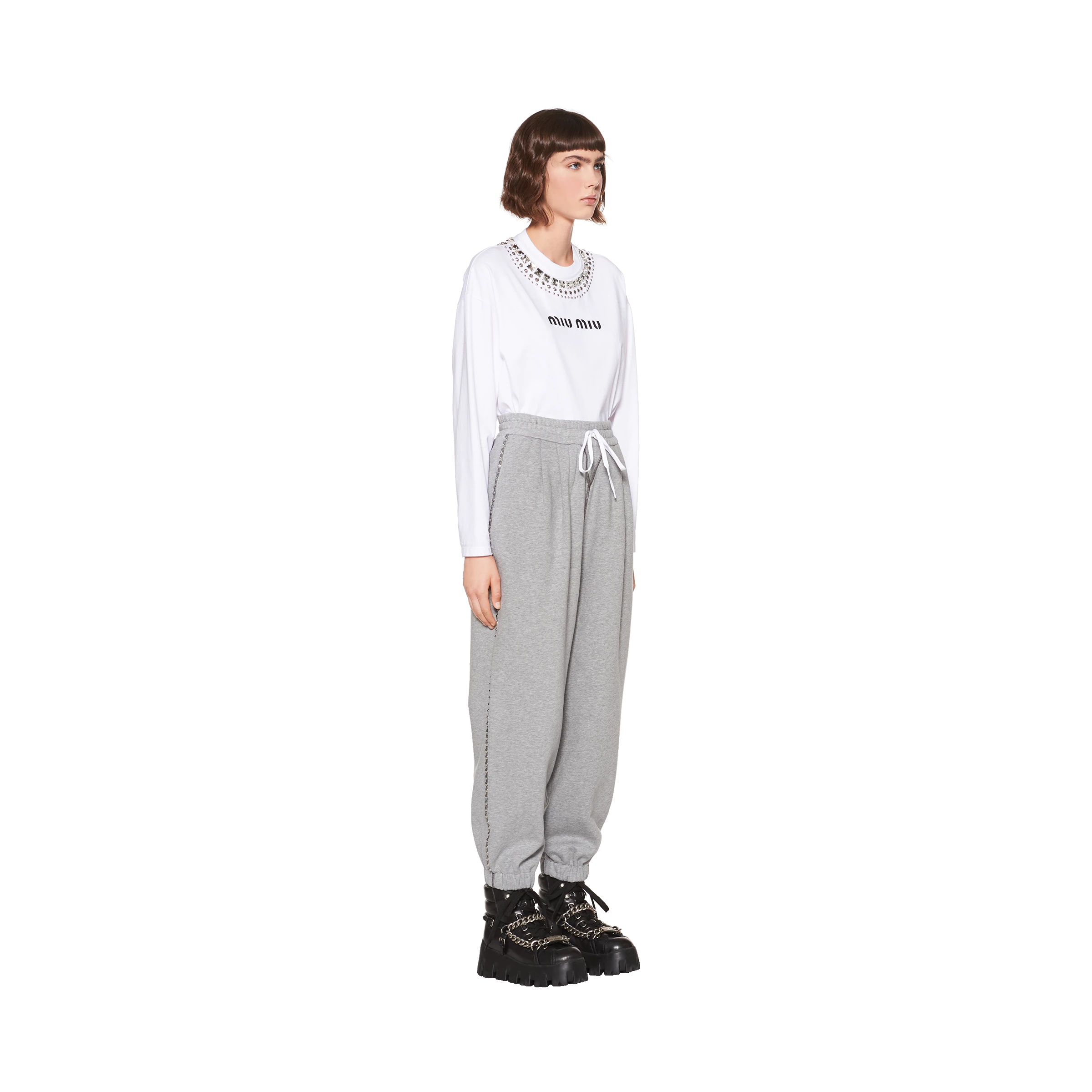Embroidered cotton fleece joggers - 3