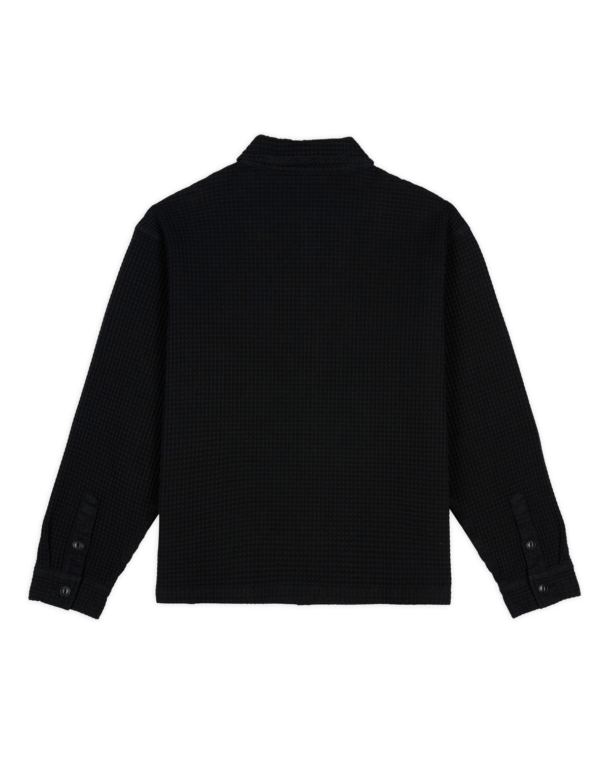 Waffle Button Front Shirt - Washed Black - 2